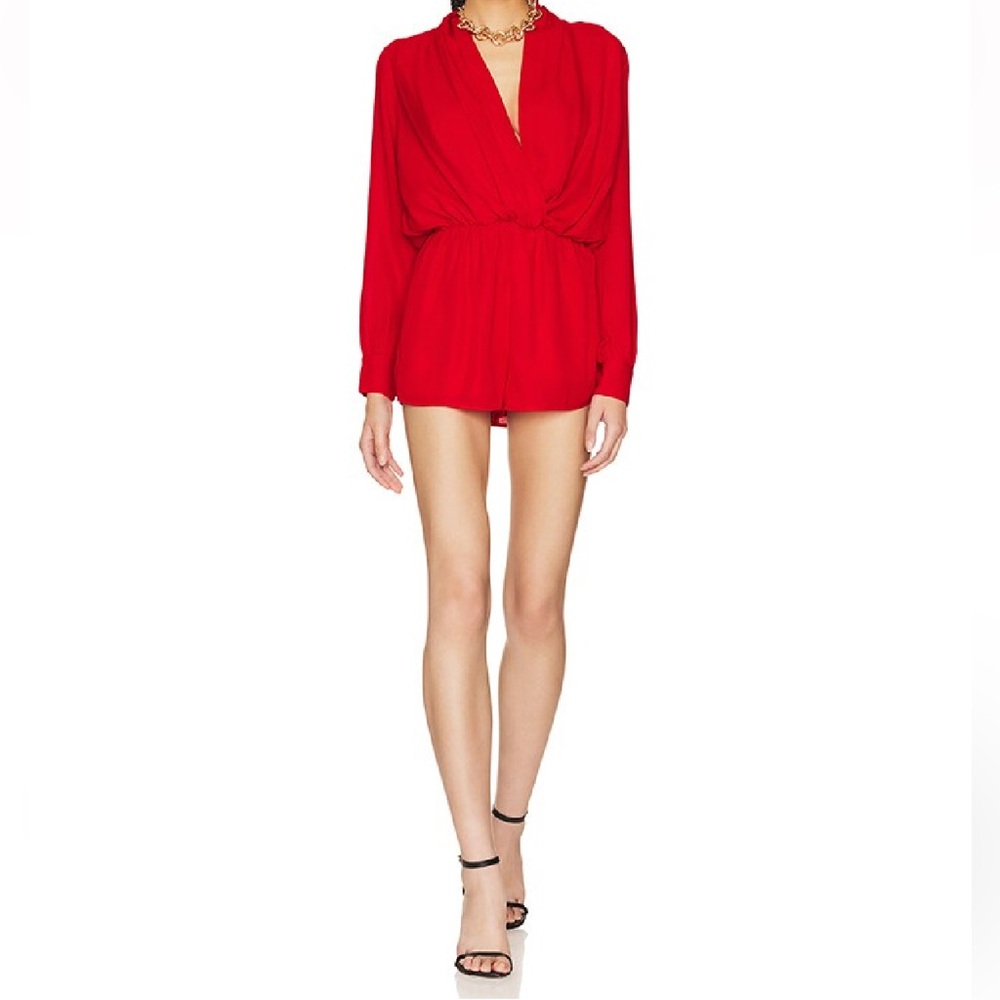 NWT Kaycie Drape neck Romper Red